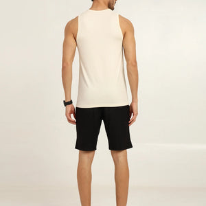 Men's Bamboo Fabric Workout Gym Vest | Cream - EarthBased 