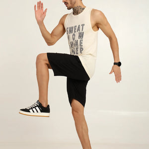 Men's Bamboo Fabric Workout Gym Vest | Cream - EarthBased 