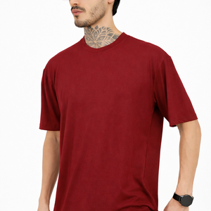 Women Oversized Bamboo Plain T-Shirt – Soft, Breathable & Sustainable | Maroon - EarthBased 