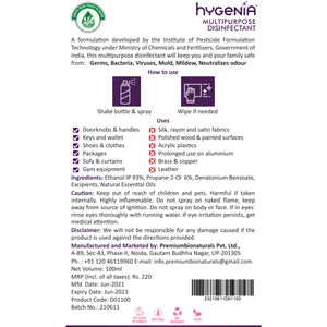 Hygenia Multipurpose Disinfectant - Lavender & Lemongrass 500ml - EarthBased 