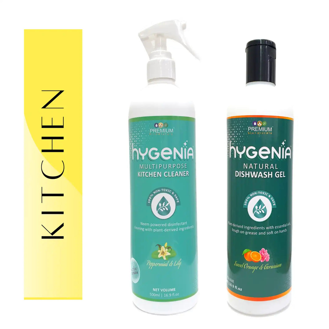 Hygenia Multipurpose Kitchen Cleaner & Natural Dishwash Gel - Cinnamon Vanilla | Strawberry Kaffir Lime 500ml - EarthBased 