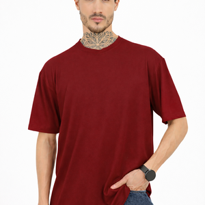 Women Oversized Bamboo Plain T-Shirt – Soft, Breathable & Sustainable | Maroon - EarthBased 