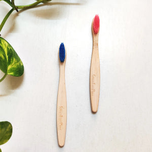 Natural Bamboo Kids Toothbrush - pack of 2 (assorted colours) - EarthBased 