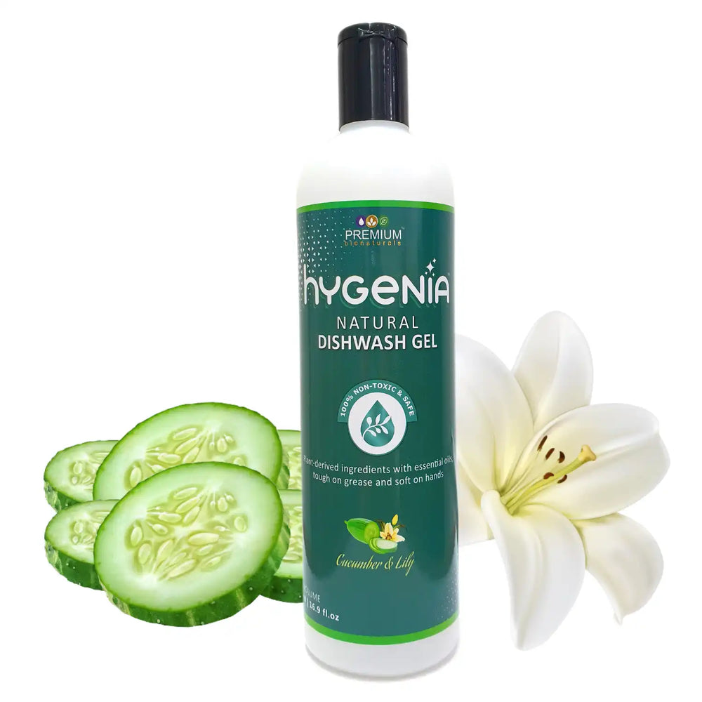 Hygenia Natural Dishwash Gel - Cucumber & Lily 500ml - EarthBased 