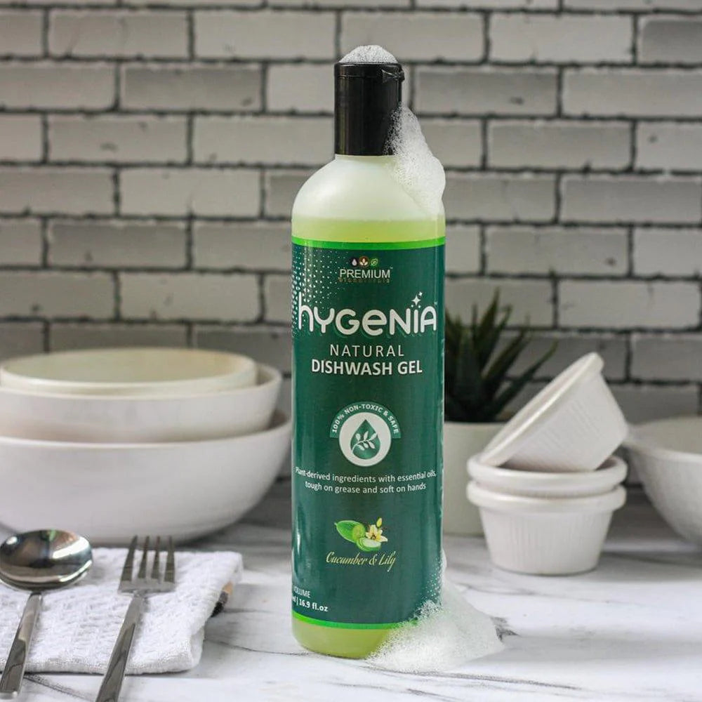 Hygenia Natural Dishwash Gel - Cucumber & Lily 500ml - EarthBased 