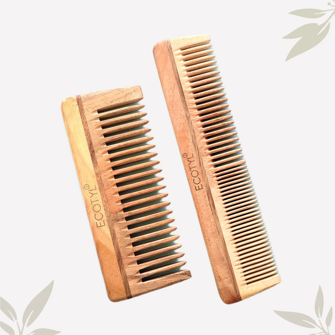 Ecotyl | Neem Wood Comb Combo (Detangling & Shampoo) - Set of 2 - EarthBased 