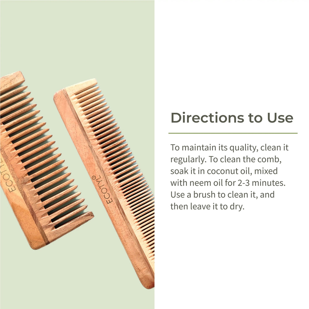 Ecotyl | Neem Wood Comb Combo (Detangling & Shampoo) - Set of 2 - EarthBased 