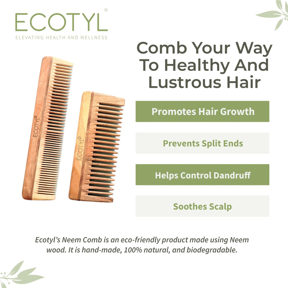 Ecotyl | Neem Wood Comb Combo (Detangling & Shampoo) - Set of 2 - EarthBased 