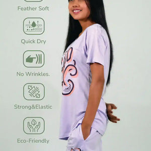 I'm Not Scared of the Dark T-shirt & Shorts Set in Pastel Lilac | Playout - EarthBased 