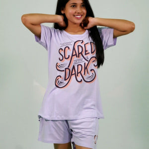 I'm Not Scared of the Dark T-shirt & Shorts Set in Pastel Lilac | Playout - EarthBased 