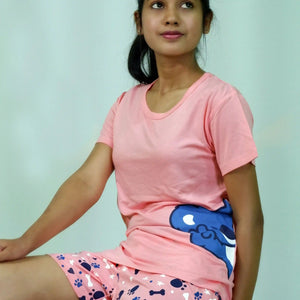 Koala Print T-shirt & Shorts Set in Salmon Rose | Playout - EarthBased 