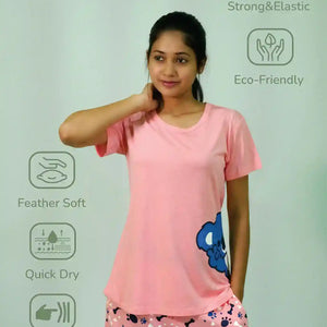 Koala Print T-shirt & Shorts Set in Salmon Rose | Playout - EarthBased 