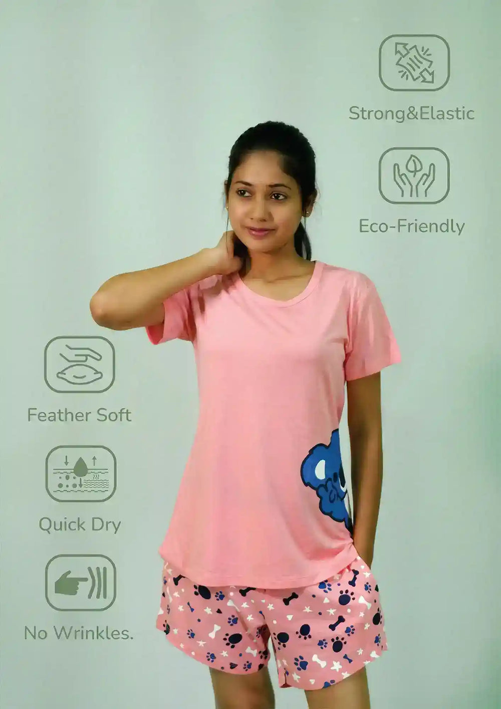 Koala Print T-shirt & Shorts Set in Salmon Rose | Playout - EarthBased 