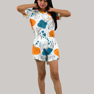 Leaves & Cloud T-shirt & Shorts Set in Tofu | Playout - EarthBased 