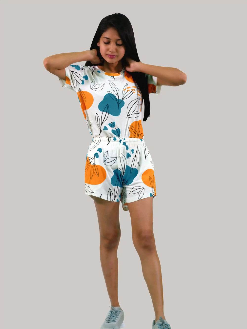 Leaves & Cloud T-shirt & Shorts Set in Tofu | Playout - EarthBased 