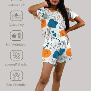 Leaves & Cloud T-shirt & Shorts Set in Tofu | Playout - EarthBased 