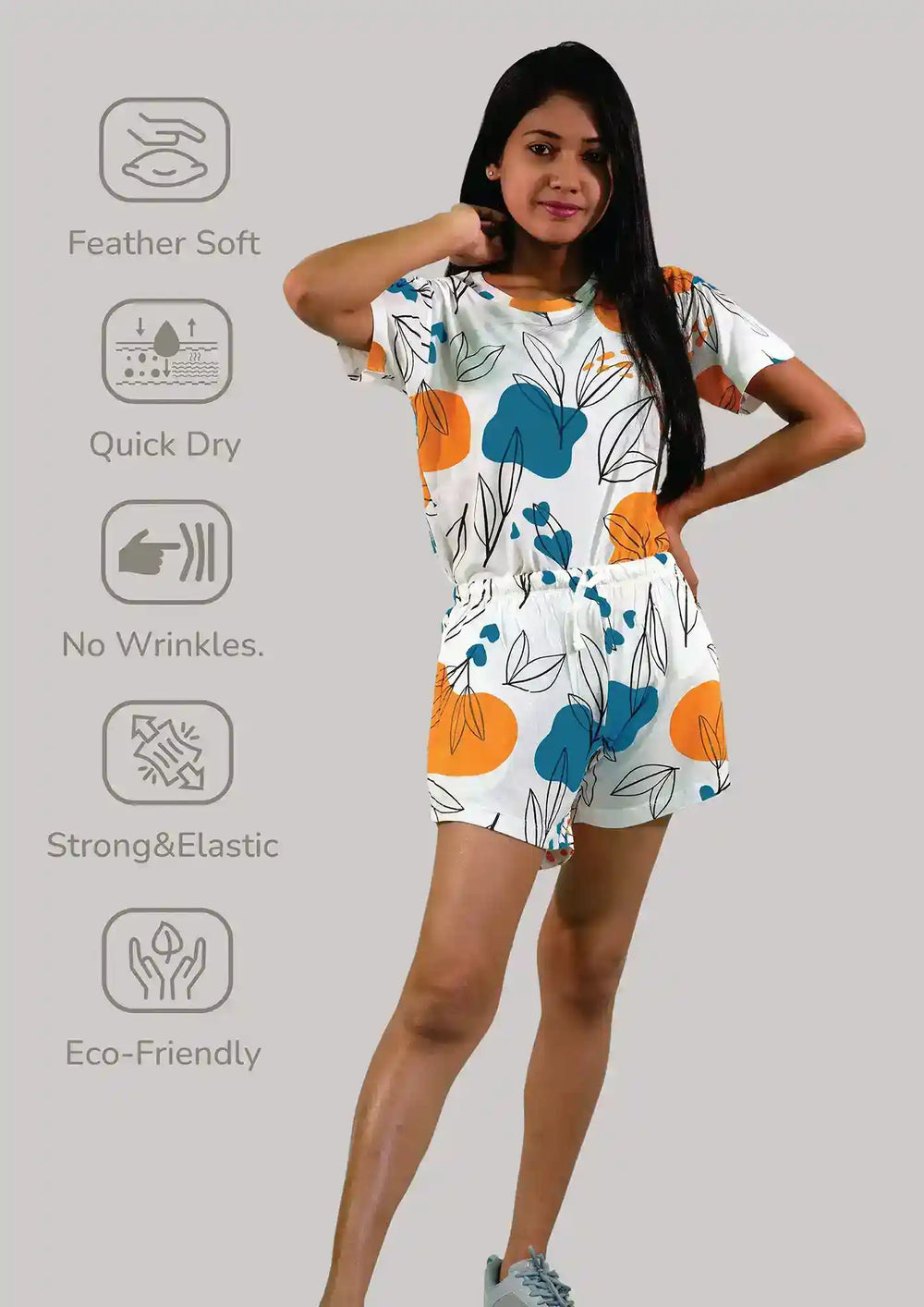 Leaves & Cloud T-shirt & Shorts Set in Tofu | Playout - EarthBased 