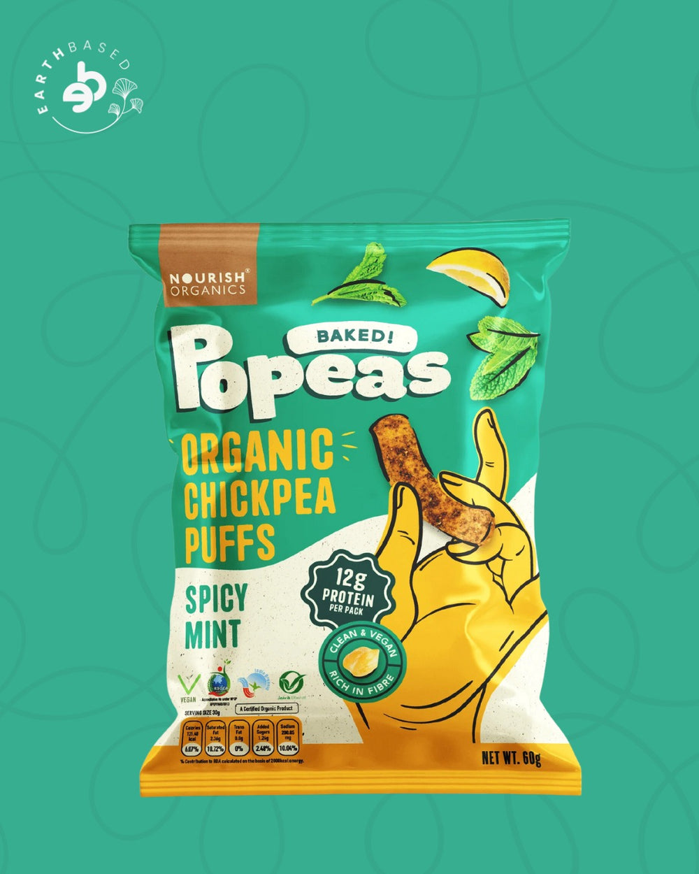 Nourish Organics Chickpea Puffs | SPICY MINT (Pack x4) - EarthBased 