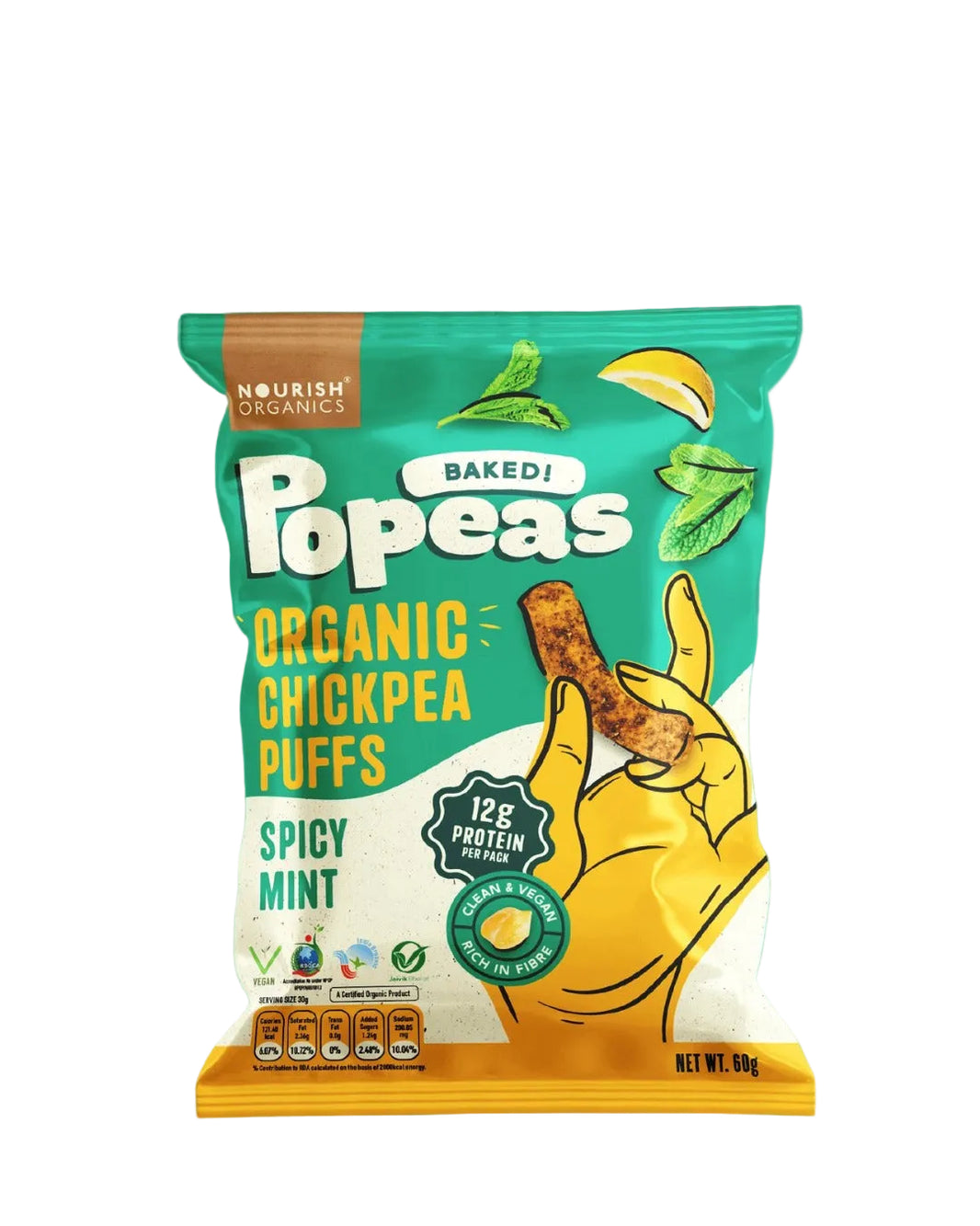 Nourish Organics Chickpea Puffs | SPICY MINT (Pack x4) - EarthBased 