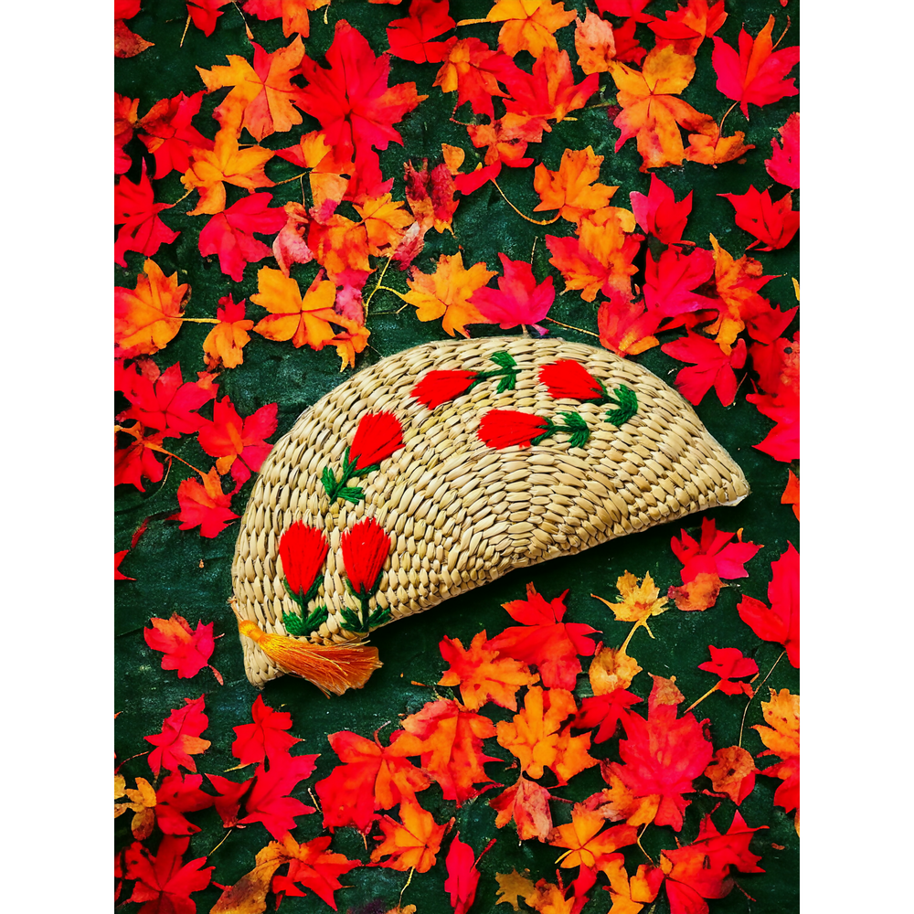 Handwoven red water reed purse from ONEarth, artisan made