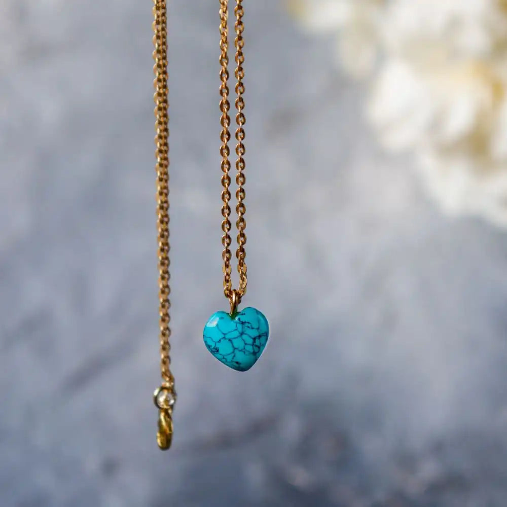 Turquoise Stone Pendant with GoldenChain - EarthBased 