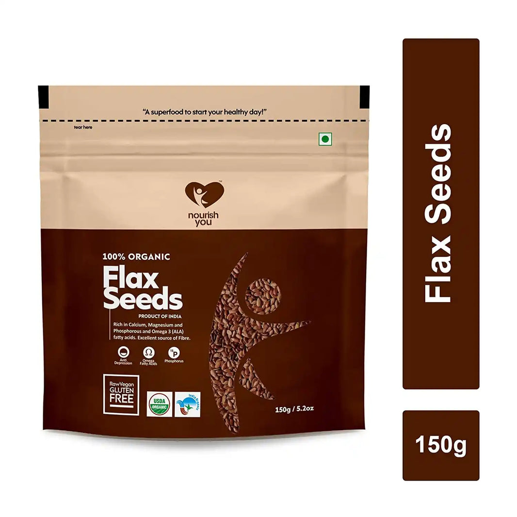 Nourish You ORGANIC RAW FLAX SEEDS 150G | Pack of 5 - EarthBased 