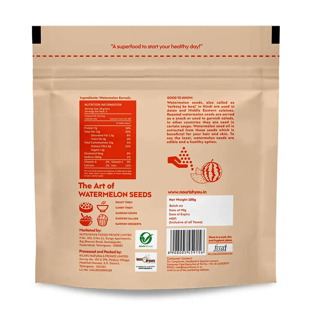 Nourish You ORGANIC RAW WATERMELON SEEDS 100G | Pack of 3 - EarthBased 
