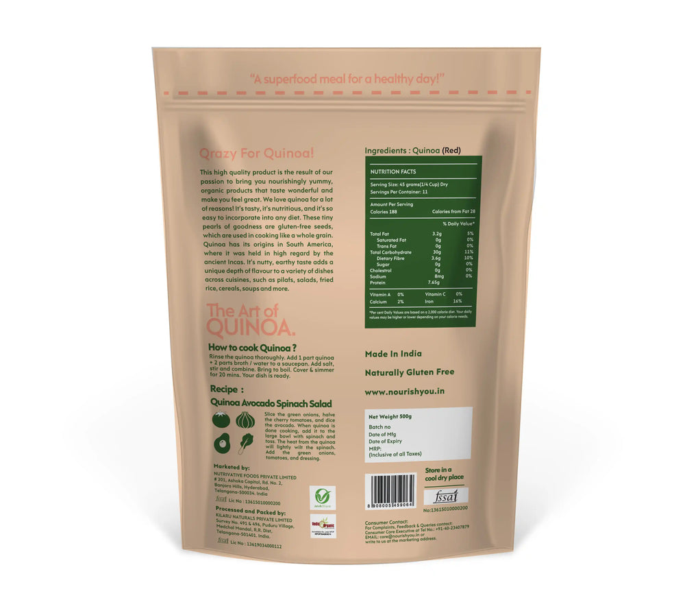 Nourish You ORGANIC RED QUINOA 500G - EarthBased 