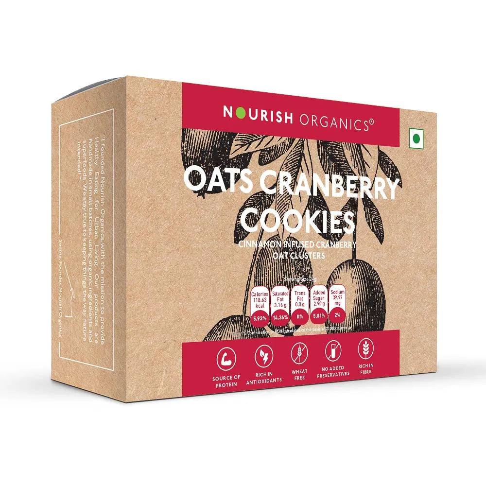 Nourish Organics Oats Cranberry Cookies (Pack of 5x2) - Wheat-Free - EarthBased 