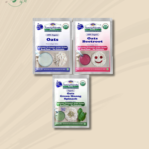 TummyFriendly Foods Certified Oats Porridge Mixes - Stage1, Stage2, Stage3 | Rich in Beta-Glucan, Protein & Fibre|3 Packs, 50g Each Cereal (150 g, Pack of 3) - EarthBased 