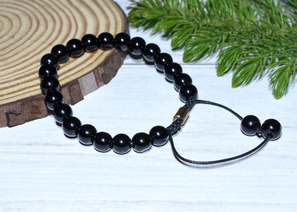 Real Black Tourmaline Healing Bracelet For Protection From Negative Energies - EarthBased 