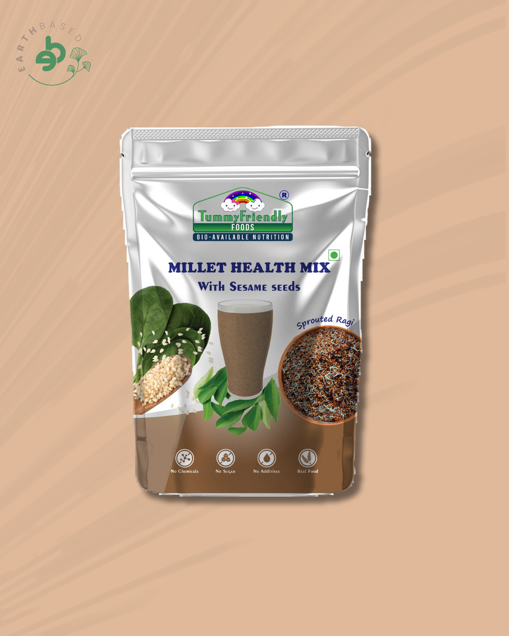 Tummy Friendly Foods Organic Millet Health Mix With Sesame Seeds and Curry Leaves 800 g - EarthBased 