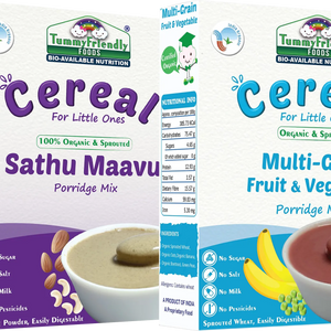 TummyFriendly Foods Organic Certified Stage3 Sprouted Porridge Mixes Combo - 4 Packs With Oats | Organic Baby Food for 8 Months Old Baby |4 Packs, 200g Each Cereal (800 g, Pack of 4) - EarthBased 