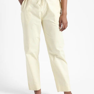 Organic Cotton & Natural Dyed Womens Lemon Yellow Color Slim Fit Pants by Livbio - EarthBased 