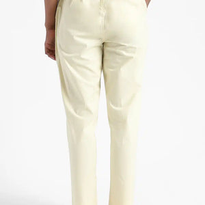 Organic Cotton & Natural Dyed Womens Lemon Yellow Color Slim Fit Pants by Livbio - EarthBased 