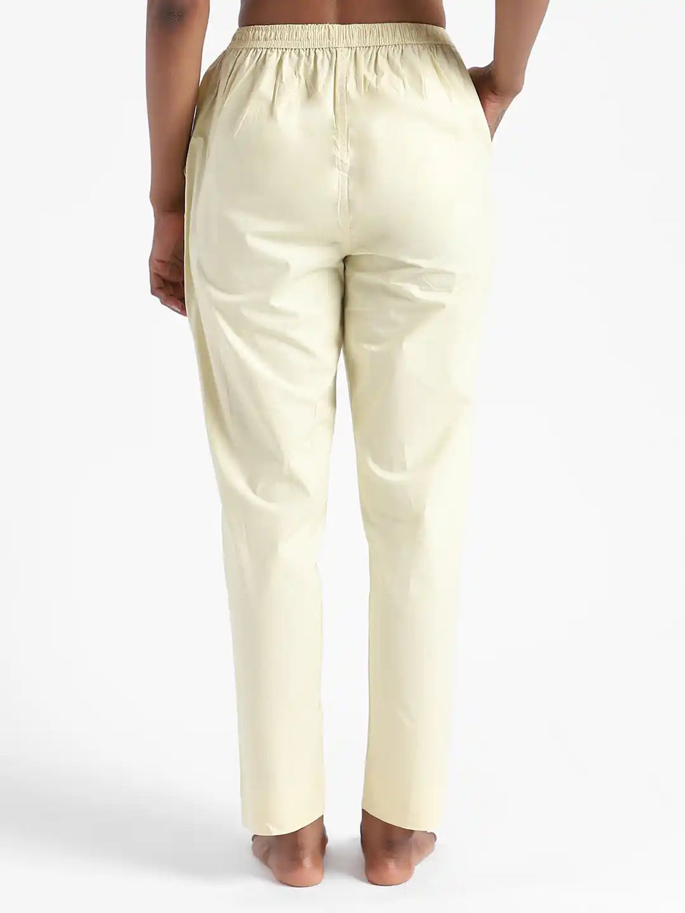 Organic Cotton & Natural Dyed Womens Lemon Yellow Color Slim Fit Pants by Livbio - EarthBased 
