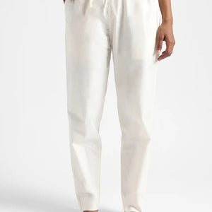 Organic Cotton & Natural Dyed Womens Raw White Color Slim Fit Pants by Livbio - EarthBased 