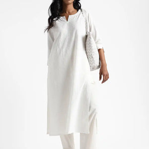 Organic Cotton & Natural Dyed Womens Raw White Color Slim Fit Pants by Livbio - EarthBased 