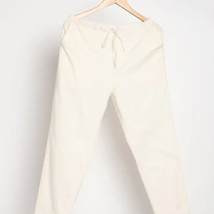 Organic Cotton & Natural Dyed Womens Raw White Color Slim Fit Pants by Livbio - EarthBased 