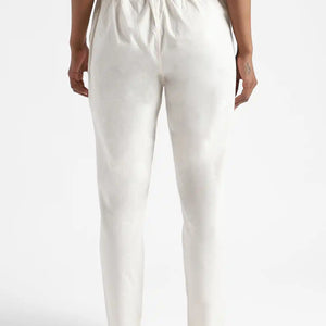 Organic Cotton & Natural Dyed Womens Raw White Color Slim Fit Pants by Livbio - EarthBased 