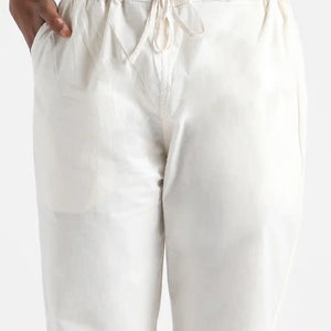 Organic Cotton & Natural Dyed Womens Raw White Color Slim Fit Pants by Livbio - EarthBased 