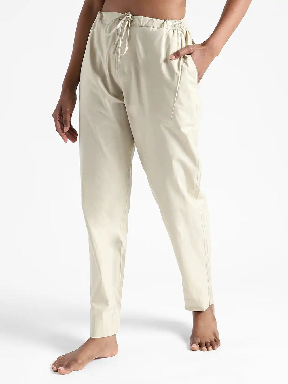 Organic Cotton & Natural Dyed Womens Henna Green Color Slim Fit Pants by Livbio - EarthBased 