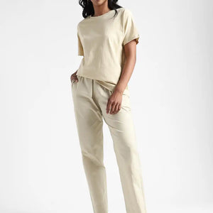 Organic Cotton & Natural Dyed Womens Henna Green Color Slim Fit Pants by Livbio - EarthBased 