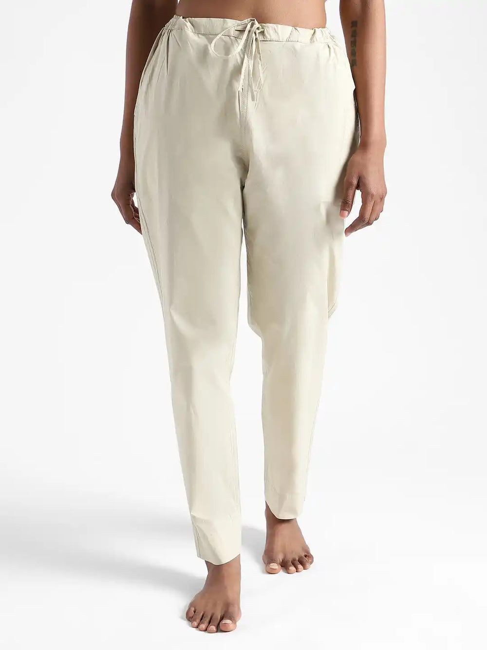 Organic Cotton & Natural Dyed Womens Henna Green Color Slim Fit Pants by Livbio - EarthBased 