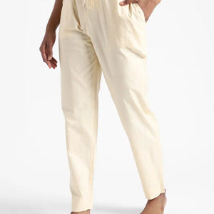 Organic Cotton & Natural Dyed Womens Rust Cream Color Slim Fit Pants by Livbio - EarthBased 