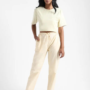 Organic Cotton & Natural Dyed Womens Rust Cream Color Slim Fit Pants by Livbio - EarthBased 