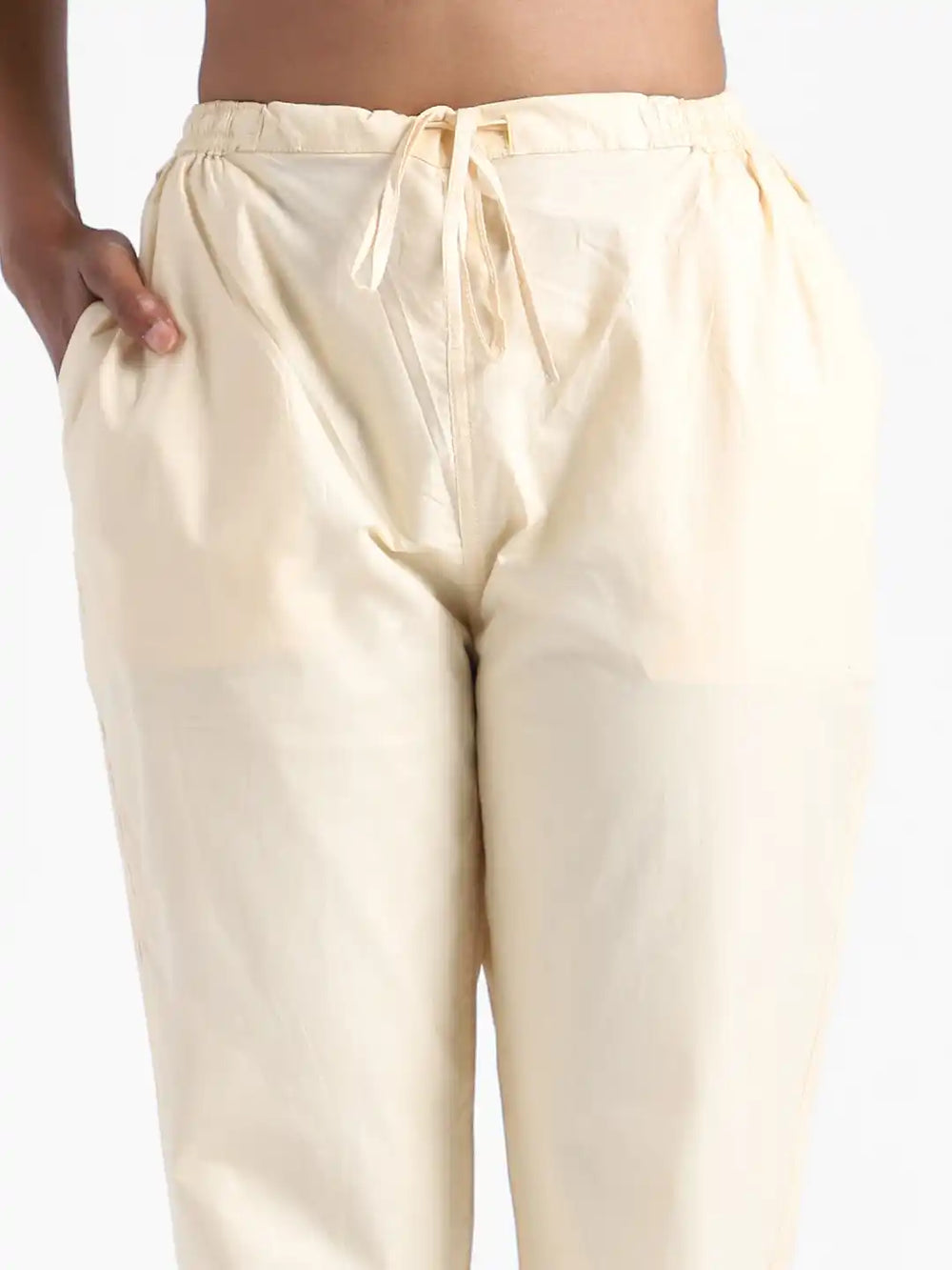 Organic Cotton & Natural Dyed Womens Rust Cream Color Slim Fit Pants by Livbio - EarthBased 