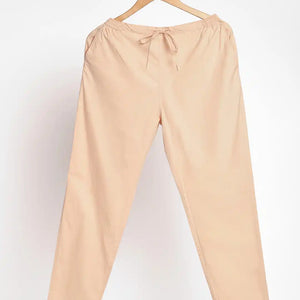Organic Cotton & Natural Dyed Womens Sandal Wood Color Slim Fit Pants by Livbio - EarthBased 