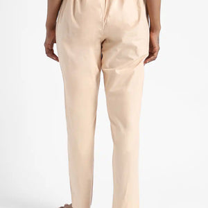 Organic Cotton & Natural Dyed Womens Sandal Wood Color Slim Fit Pants by Livbio - EarthBased 