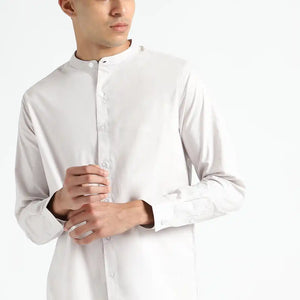 Organic Cotton & Naturally Dyed Mens Round Neck Ash Grey Shirt by Livbio - EarthBased 